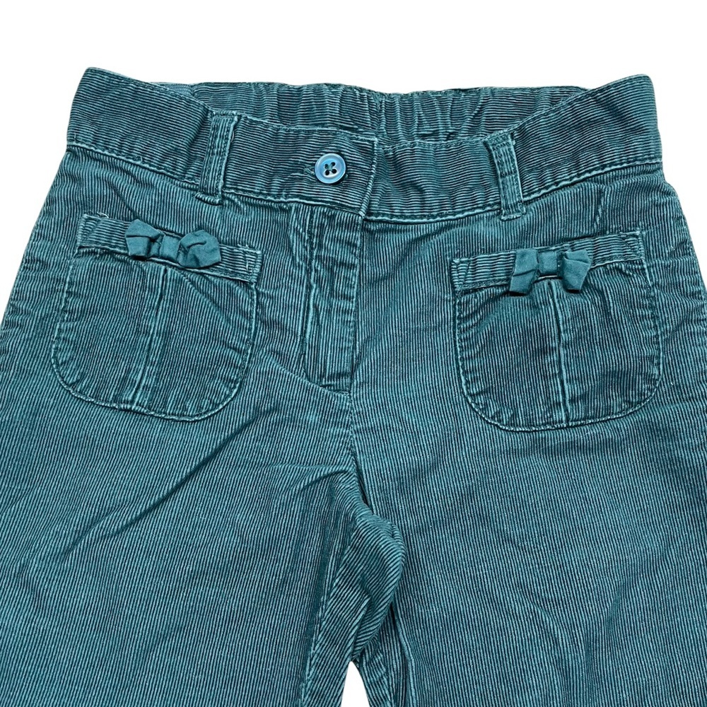 Janie and Jack Green Corduroy Bow Pockets Pants Soft Festive Holiday Pants Soft